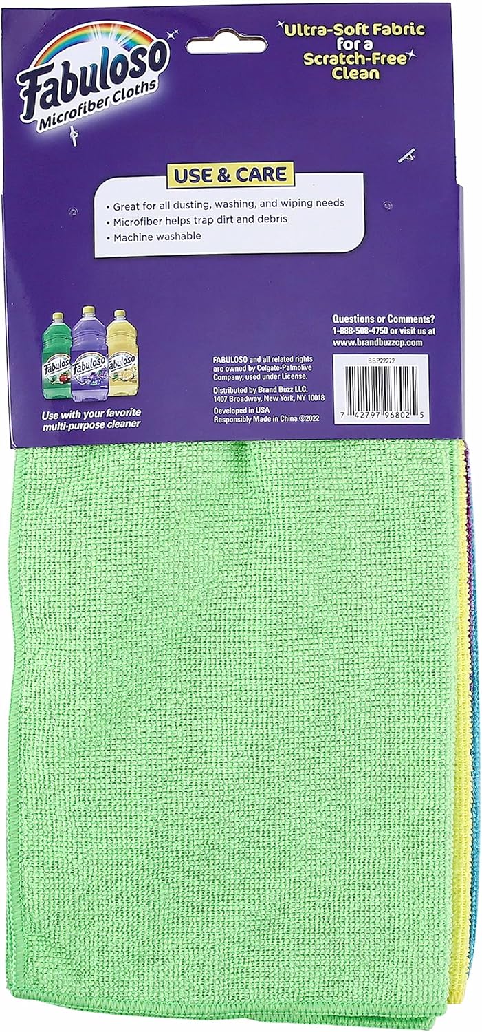 Fabuloso Microfiber Cleaning Cloths, Rainbow - Lint-Free, Scratch-Free Cleaning Cloths for Surfaces