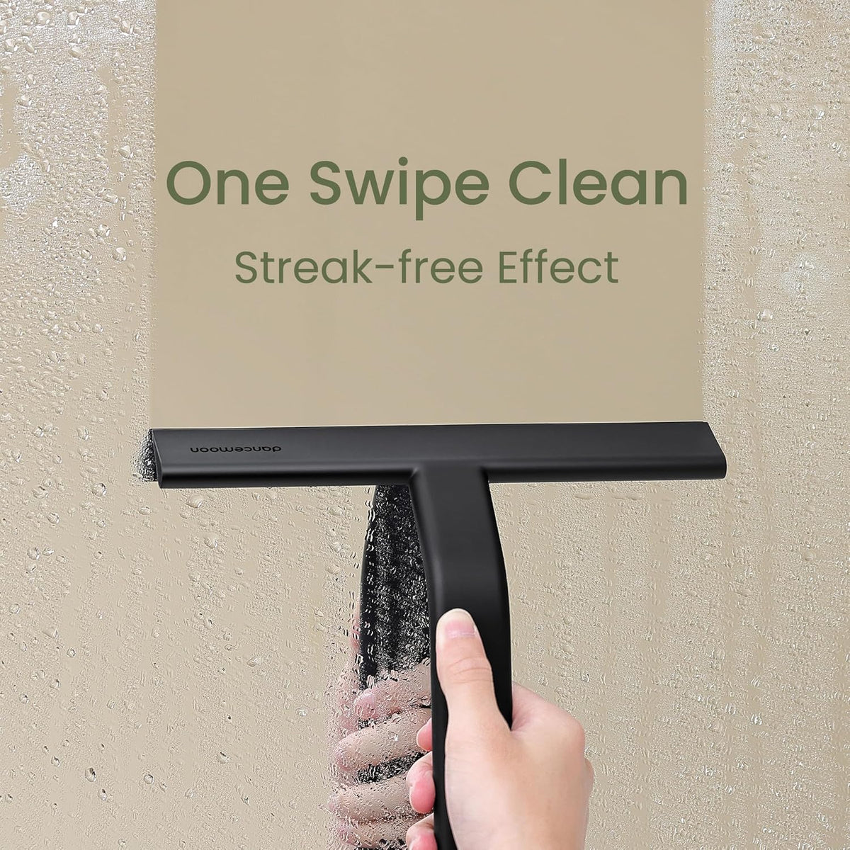 dancemoon JustHang Shower Squeegee for Glass Doors, All-One-Piece Silicone with Built-in Hook