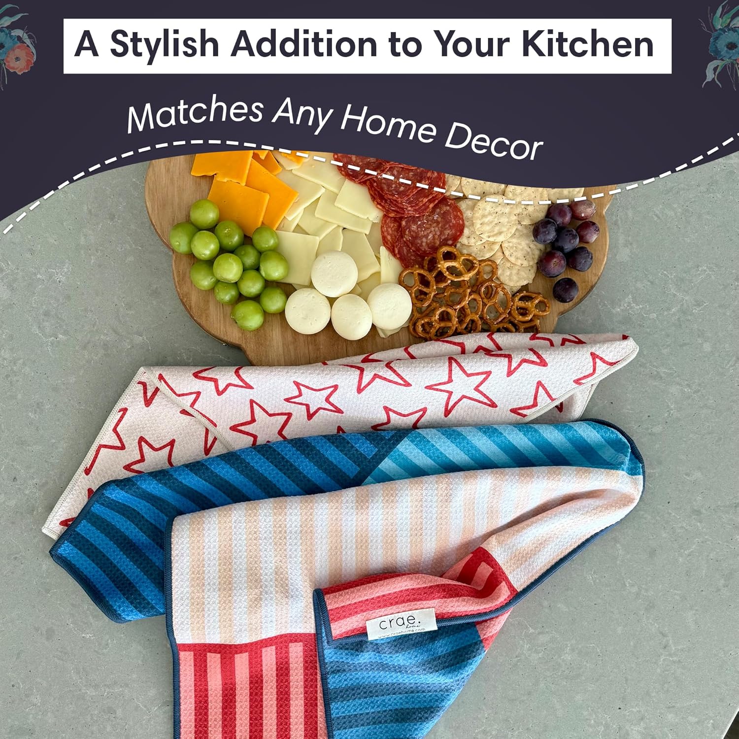 Microfiber Hand Towel & Washcloth Set of 2 - Double-Sided, Waffle Weave, Super Absorbent