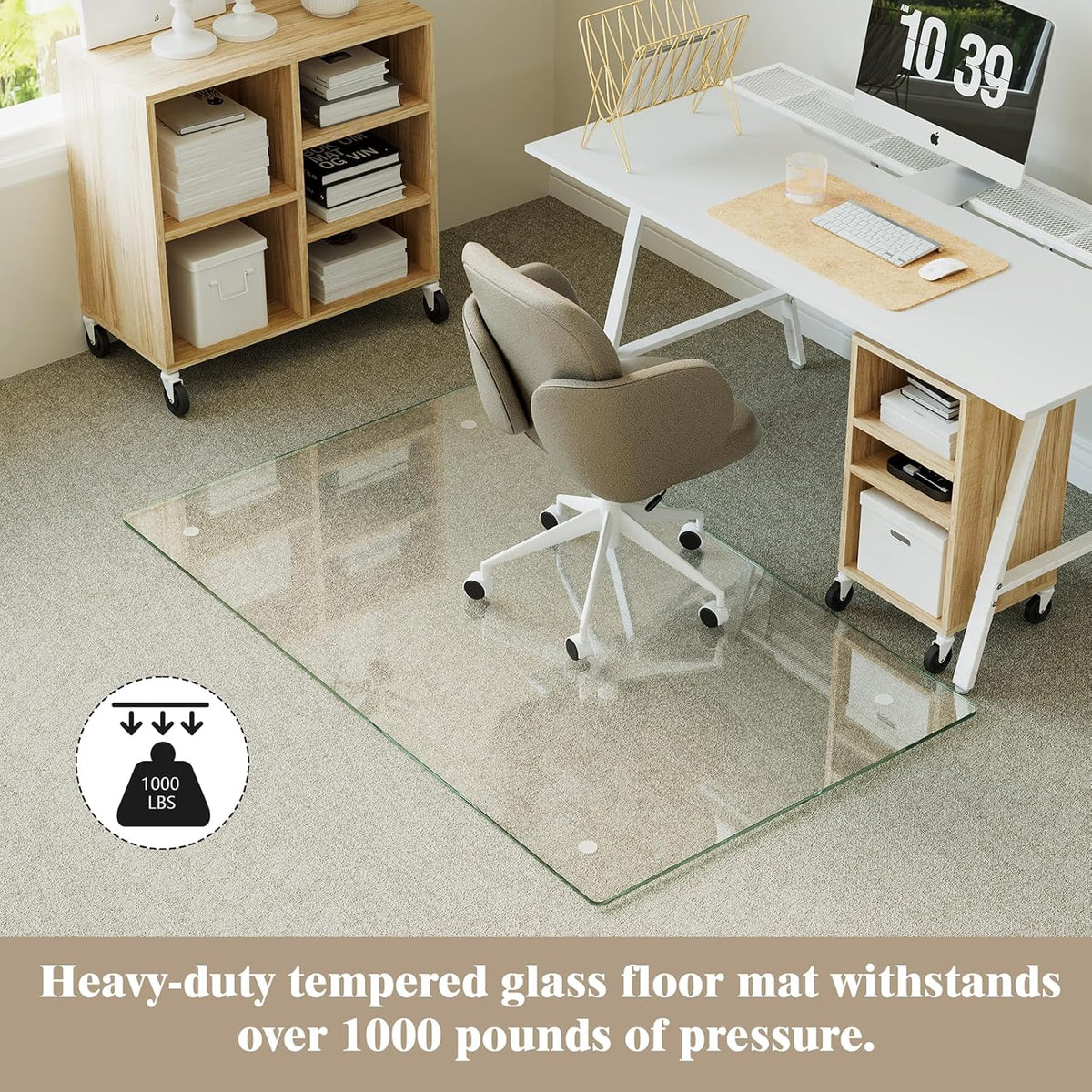 Koonmi Tempered Glass Chair Mat for Hardwood Floors & Carpets, 30" x 55“ Transparent Heavy Duty