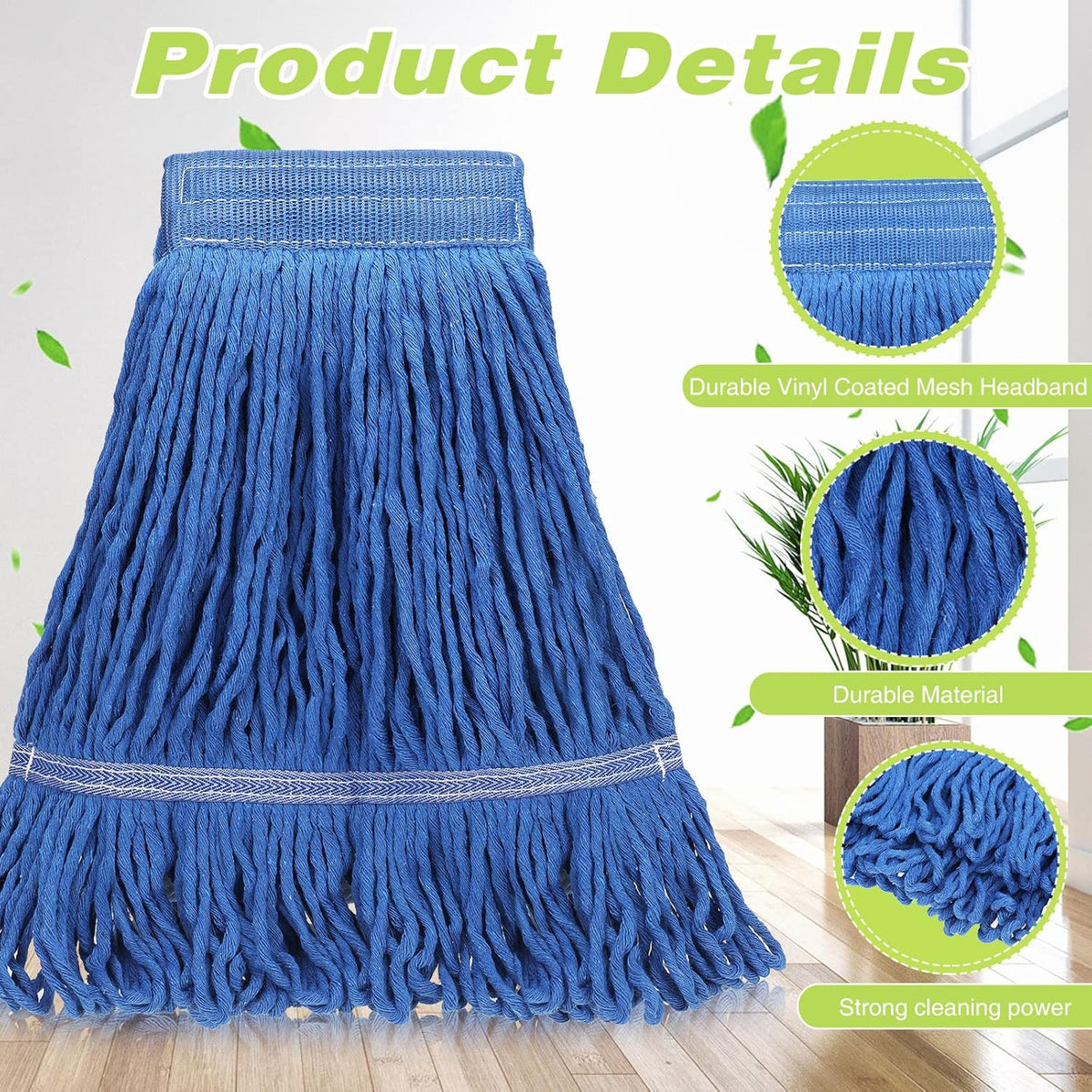 Roshtia 30 Pieces Commercial Mop Head Replacement Floor Cleaning Wet Mop Heads Heavy Duty Large