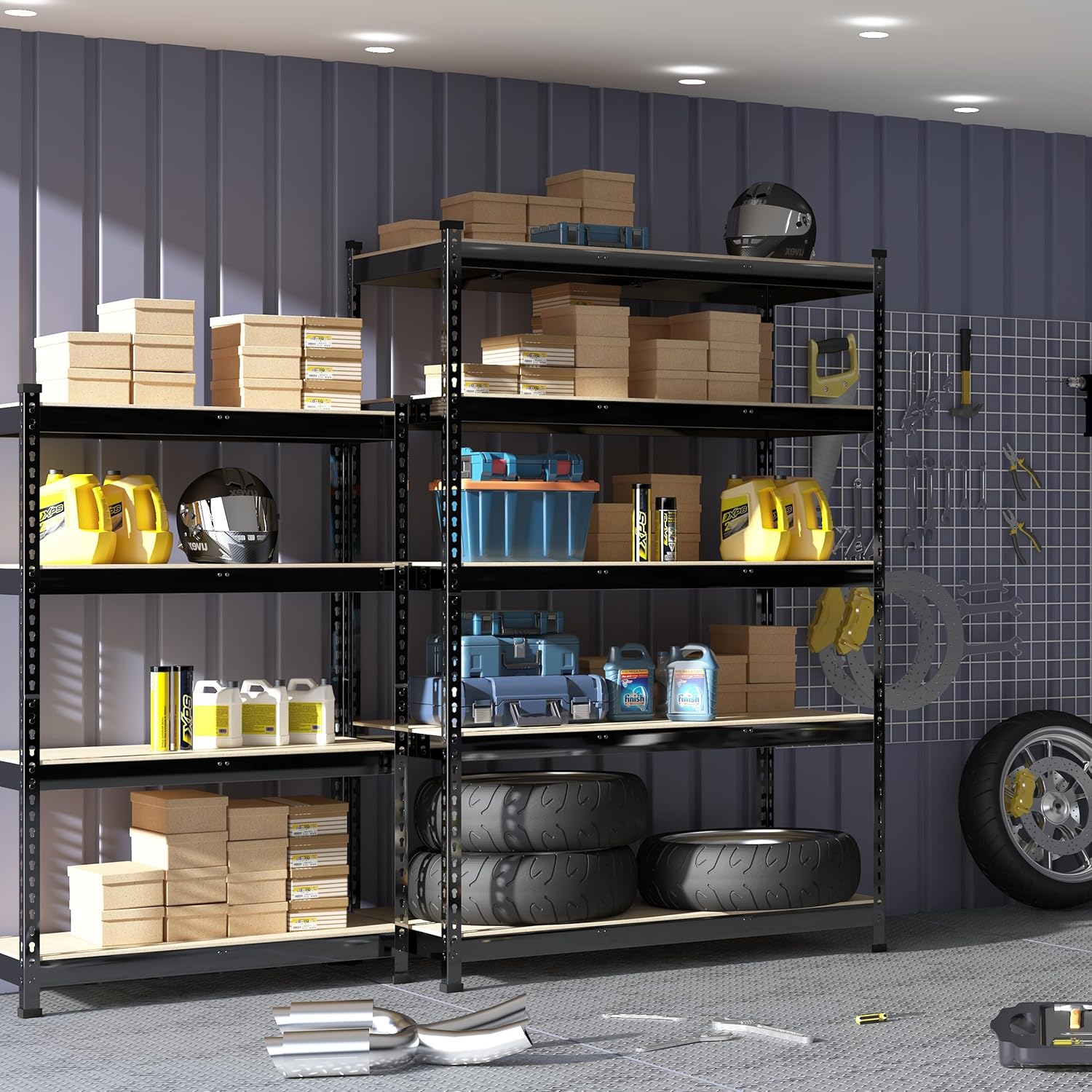 PrimeZone 10 Pack Heavy Duty Storage Shelves - 47" W x 18" D x 71" H 5 Tier Adjustable Garage