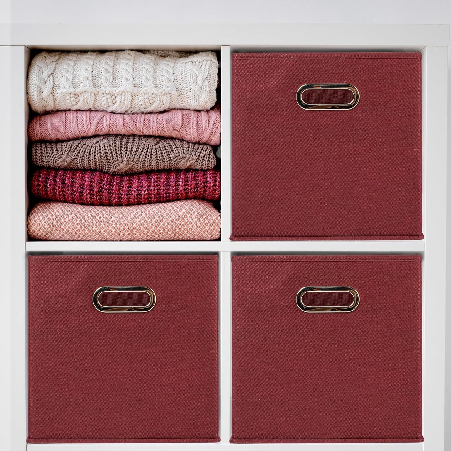 Household Essentials Fabric Storage Cube Bins, 6 Piece Set, Strong Poly-Woven Fabric, Chipboard