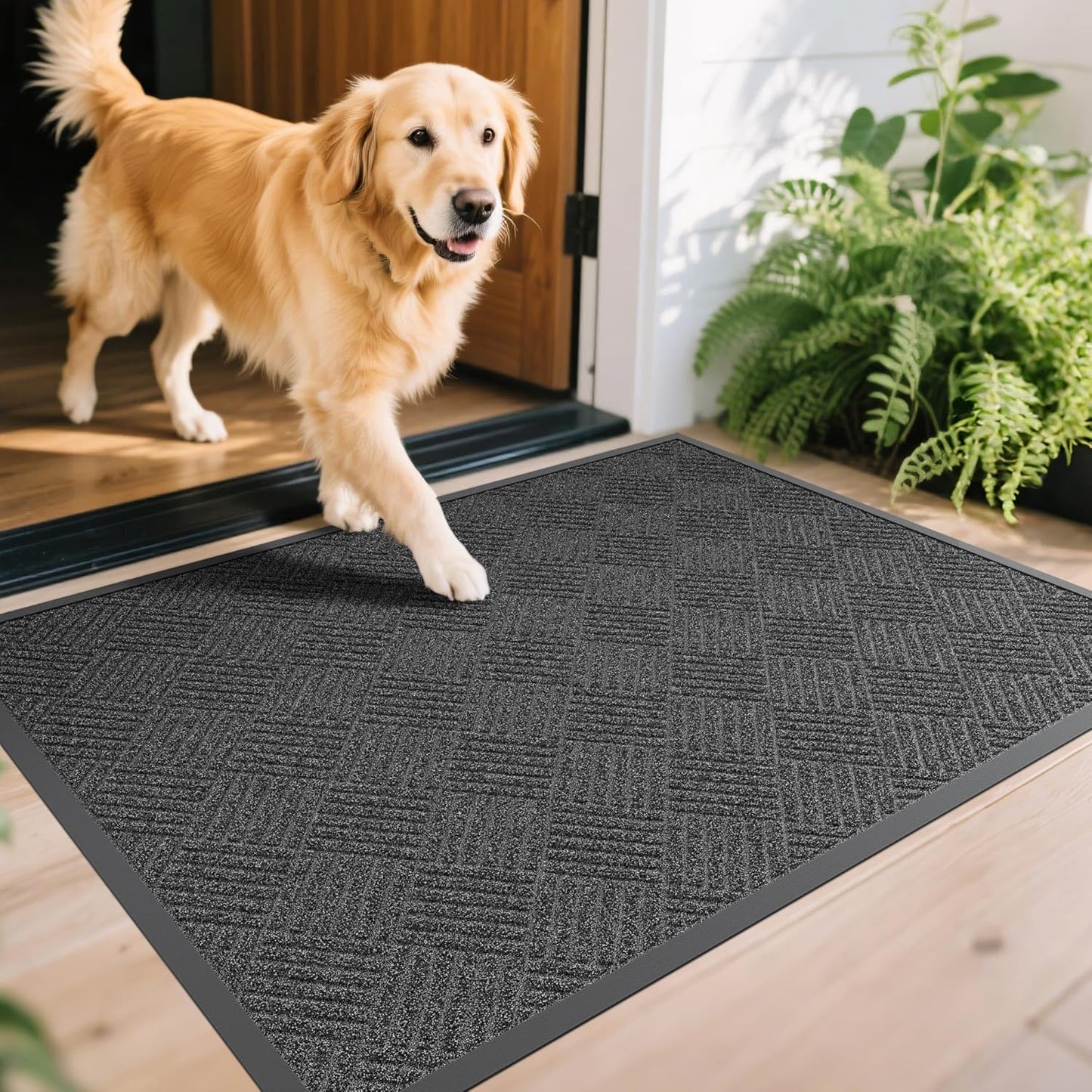 Front Door Mat, 5' x 3' Heavy Duty Indoor Outdoor Doormat, Non-Slip Backing Welcome Mats for