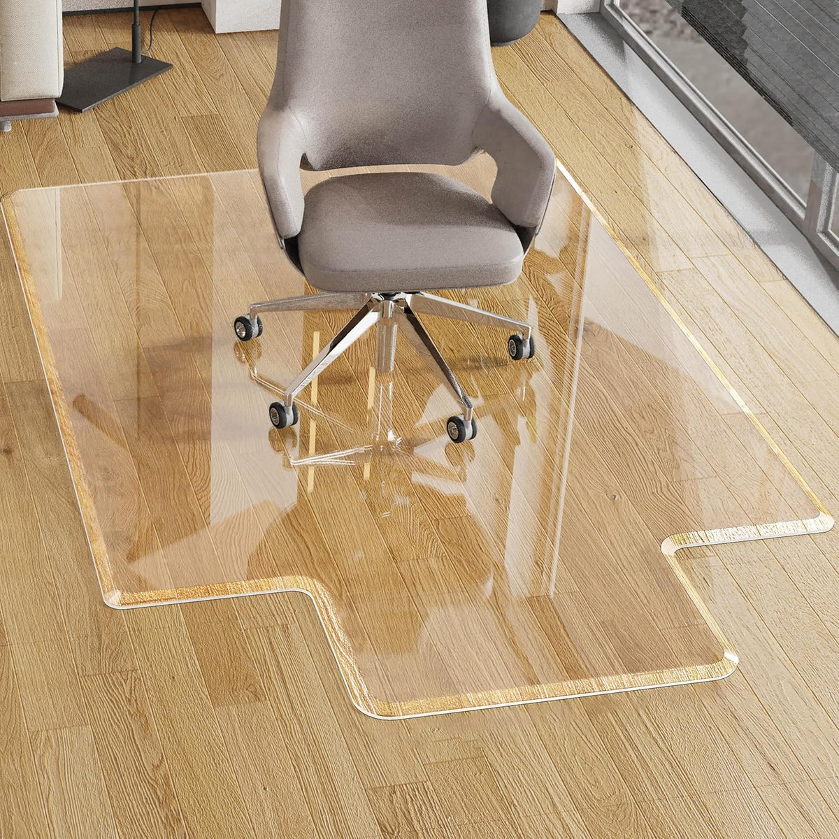 Beveled Edge Irregular Office Chair Mat with Lip for Carpet or Hardwood Floor Crystal Clear 36" x