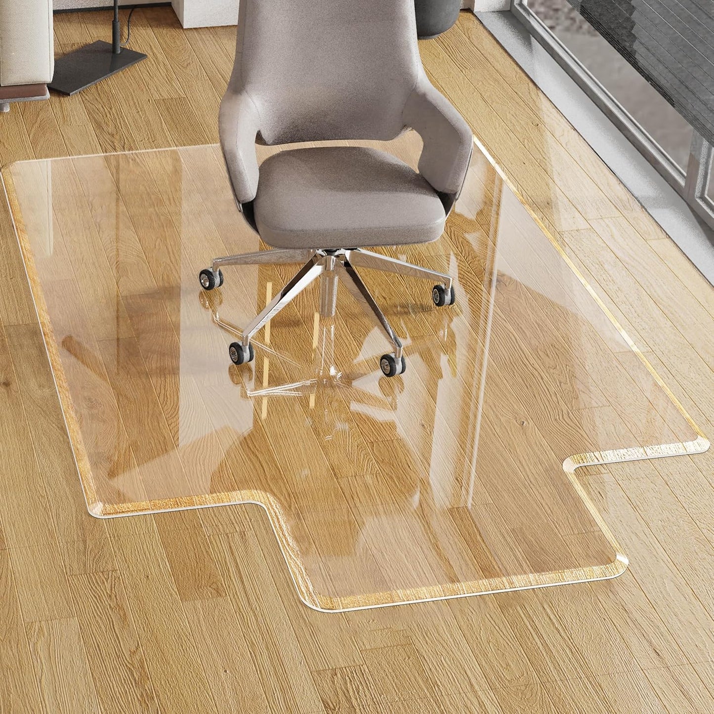 Beveled Edge Irregular Office Chair Mat with Lip for Carpet or Hardwood Floor Crystal Clear 48" x