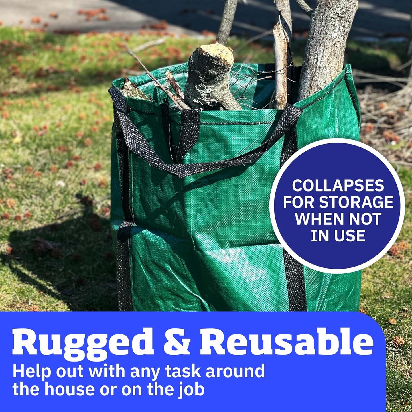 DURASACK Heavy Duty Home and Yard Bags 48-Gallon Reusable Self-Standing Lawn and Leaf Bags Garbage