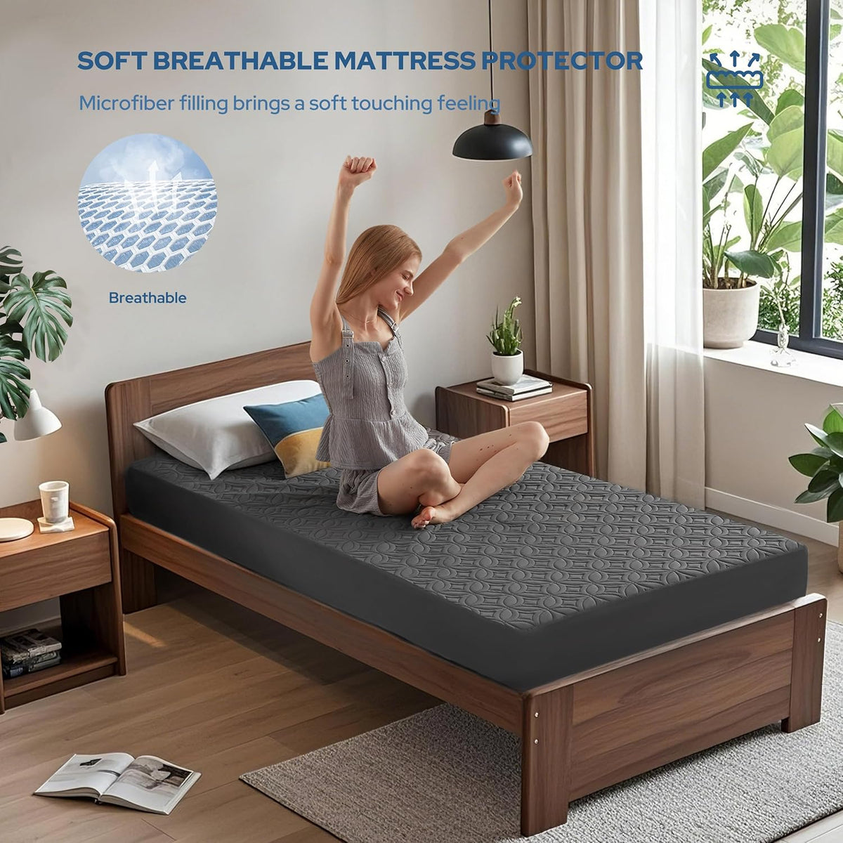 BEDLORE Waterproof Mattress Protector, Twin XL Size Mattress Pad with Deep Pocket 6"-15" Depth