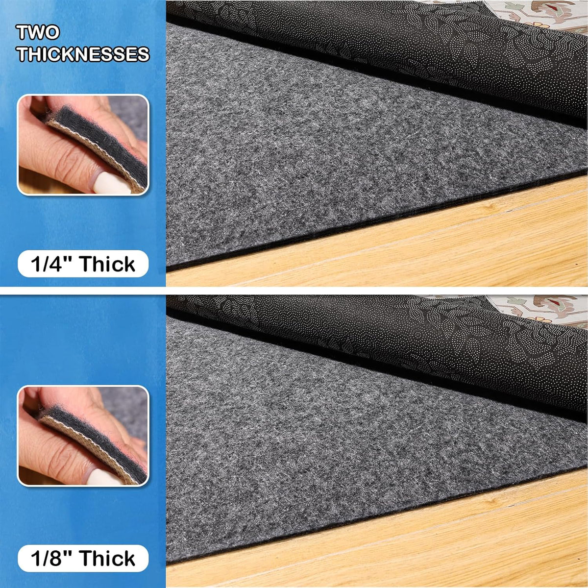 Non-Slip Rug Pads 4 x4 ft, 100% Waterproof Rugs Non Skid Rug Pad for All Floors and Finishes