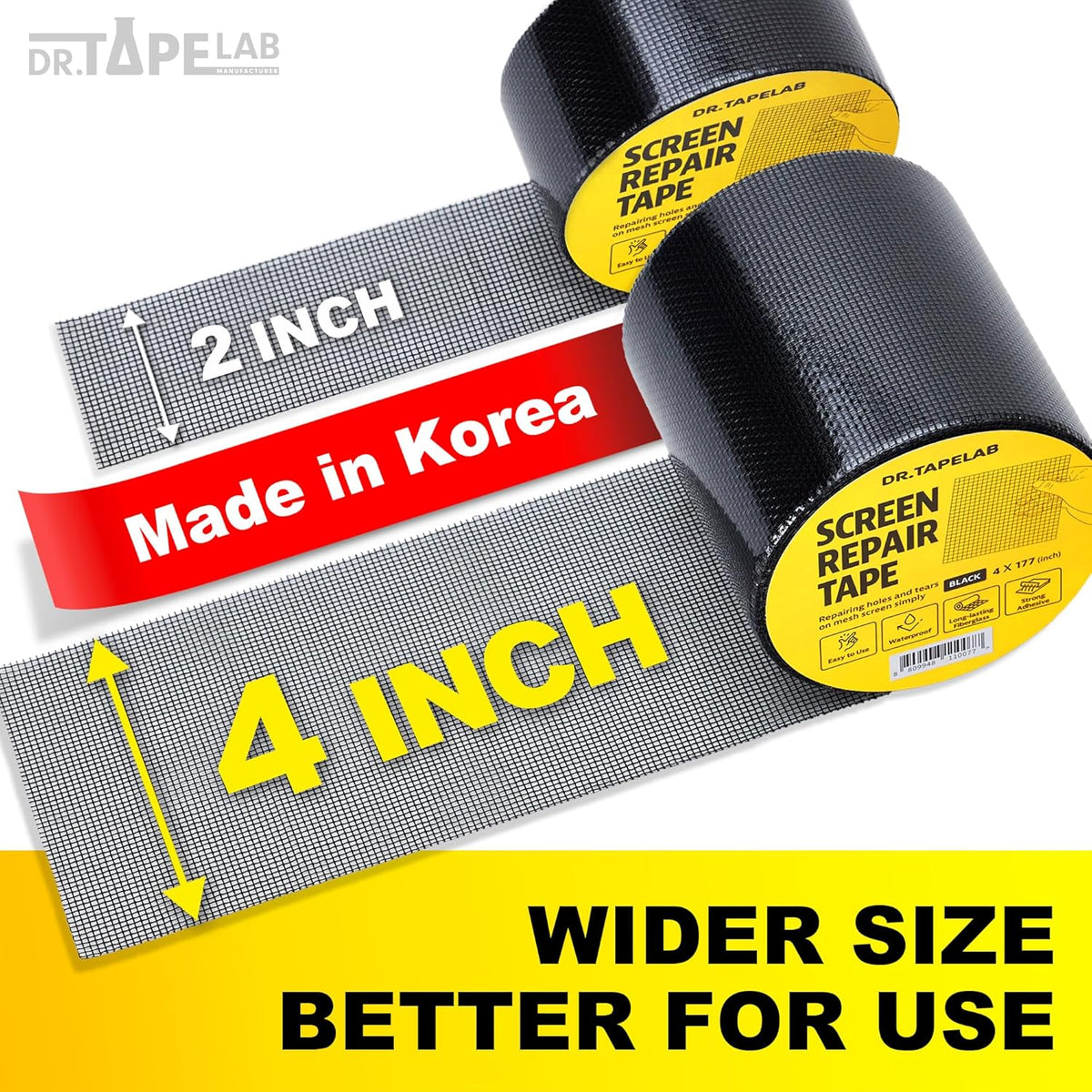Grey Window Screen Repair Tape, 4 in X 15 FT, Screen Repair Kit for Windows or Doors, Strong