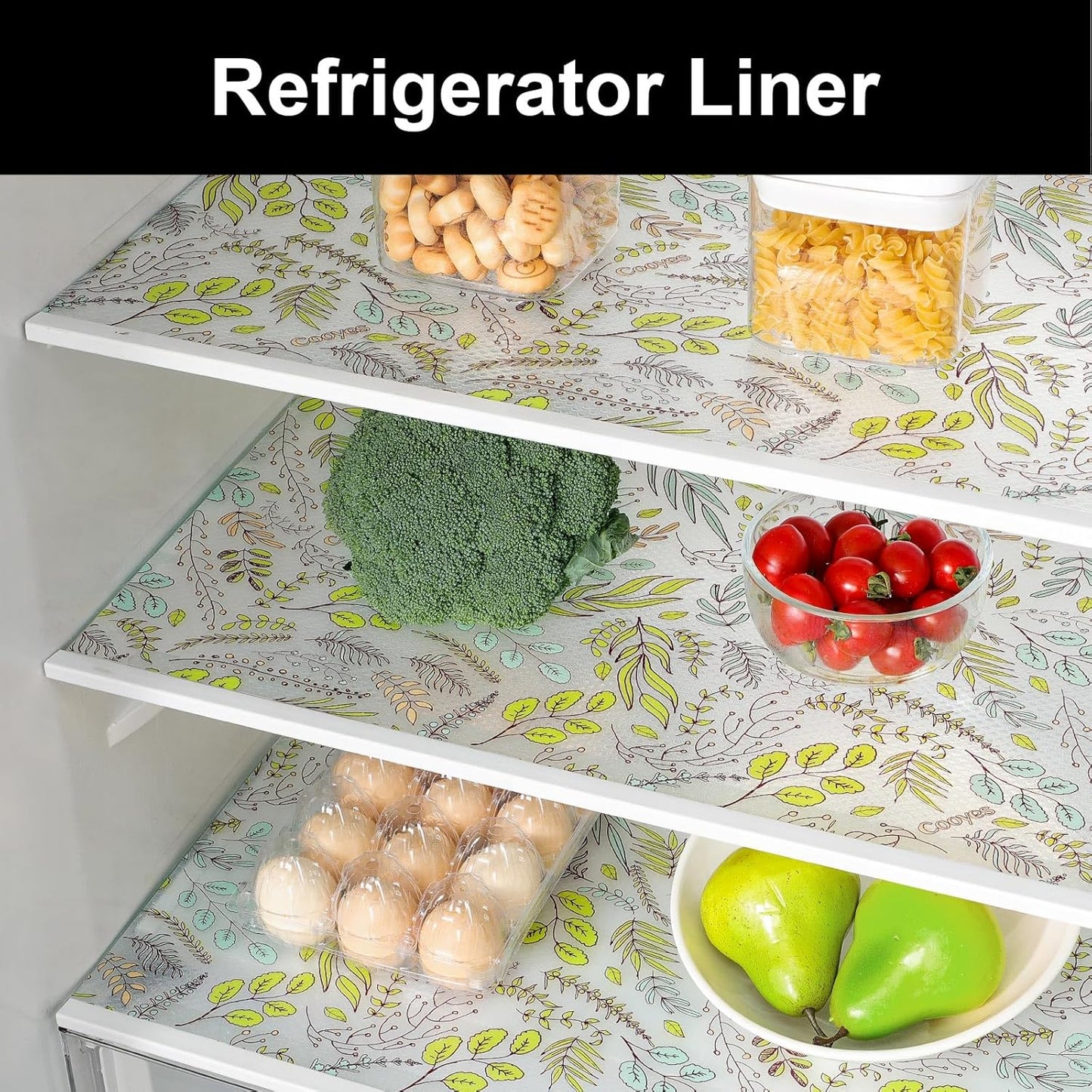 Cooyes Shelf Liners for Kitchen Cabinets, Refrigerator Liners Waterproof & Oil-Proof Kitchen