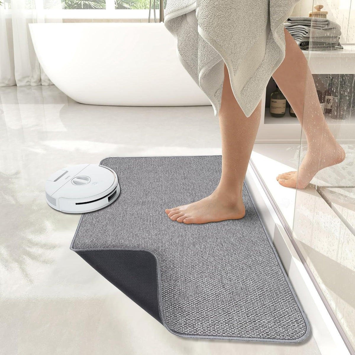 Bath Mat,Ultra Thin Bathroom Rugs,Rubber Bath Mats for Bathroom,No Slip Bath Rugs,Quick Dry,Machine