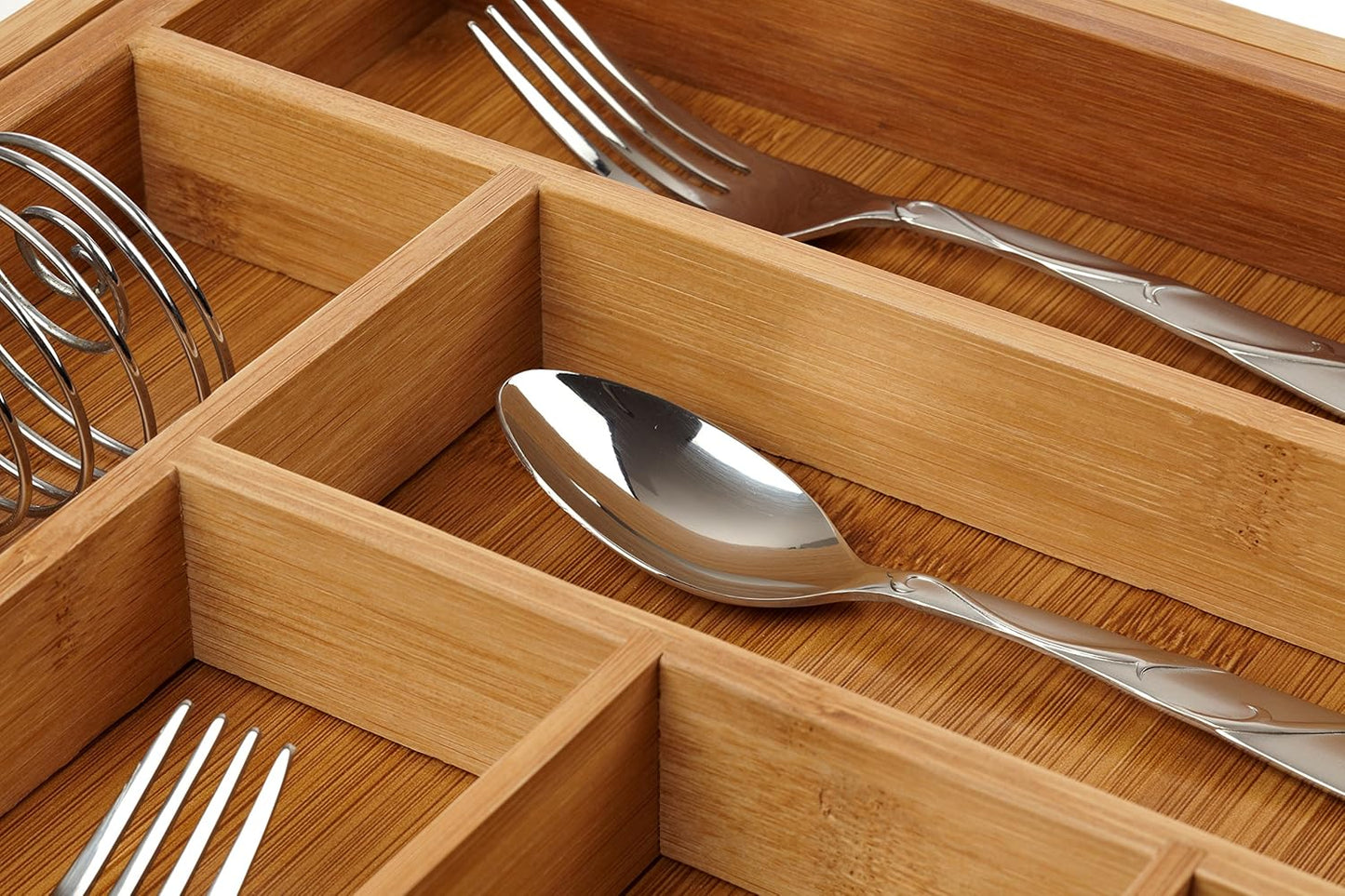 Bellemain Expandable Bamboo Drawer Organizer - Large Kitchen Utensil Holder for Cutlery