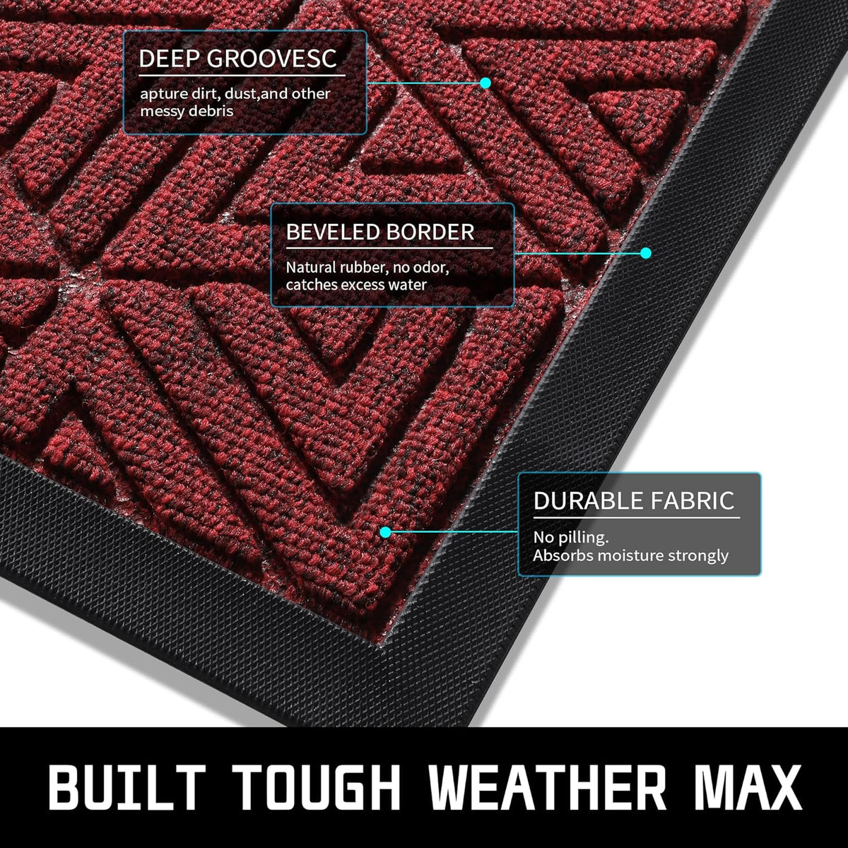 Yimobra Large Door Mat 47x32, All-Weather Waterproof Non-Slip Welcome Matt Outdoor, Heavy Duty Non