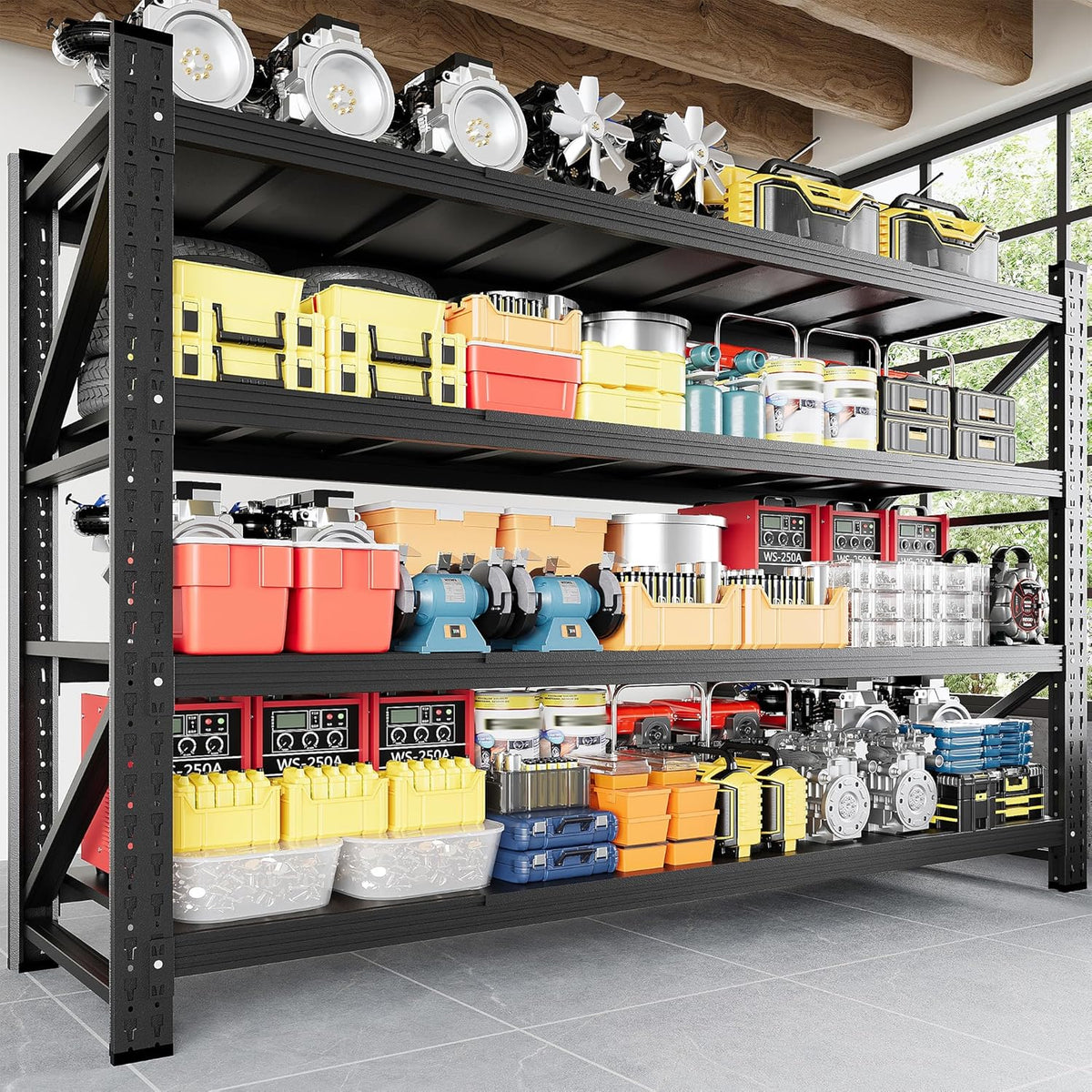 5000LBS Storage Shelves, 71" W Heavy Duty Garage Shelving Unit, Adjustable Industrial Shelving, 4
