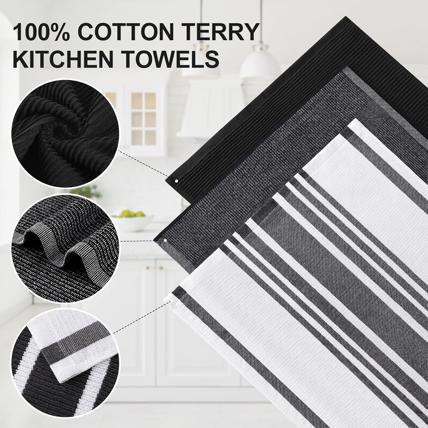 Homaxy Premium Kitchen Towels(18”x 28”, 6 Pack), Large Cotton 380 GSM Kitchen Hand Towels, Soft and