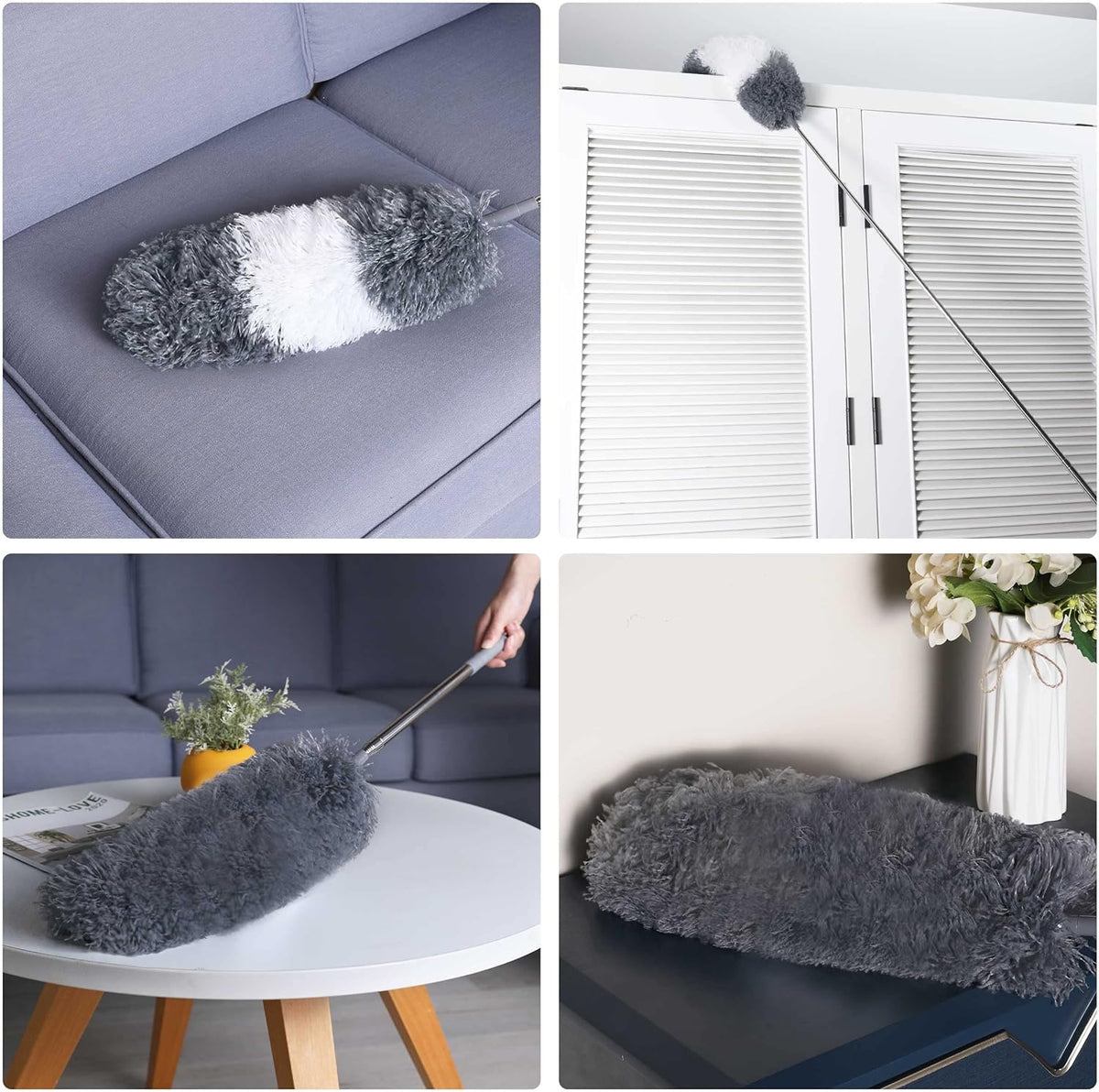 BOOMJOY Microfiber Feather Duster with 100 Inches Extendable Pole, 2 Pack Dusters for Cleaning
