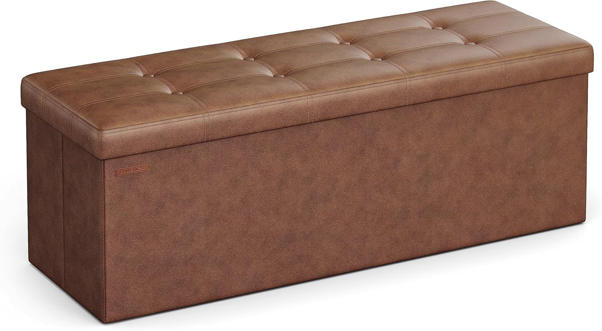 SONGMICS Mazie Collection - 43 Inches Folding Storage Ottoman Bench, Ottoman with Storage, Foot
