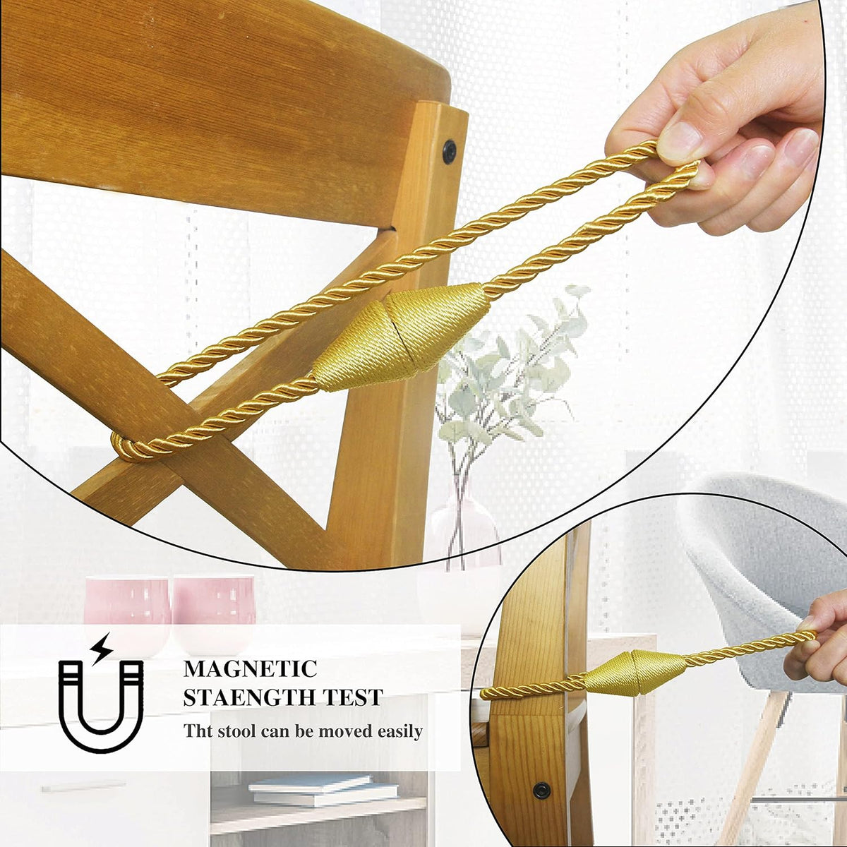 6 Pack Magnetic Curtain Tiebacks Rope Modern Handmade Curtain Tie Backs Decorative Drapes Weave
