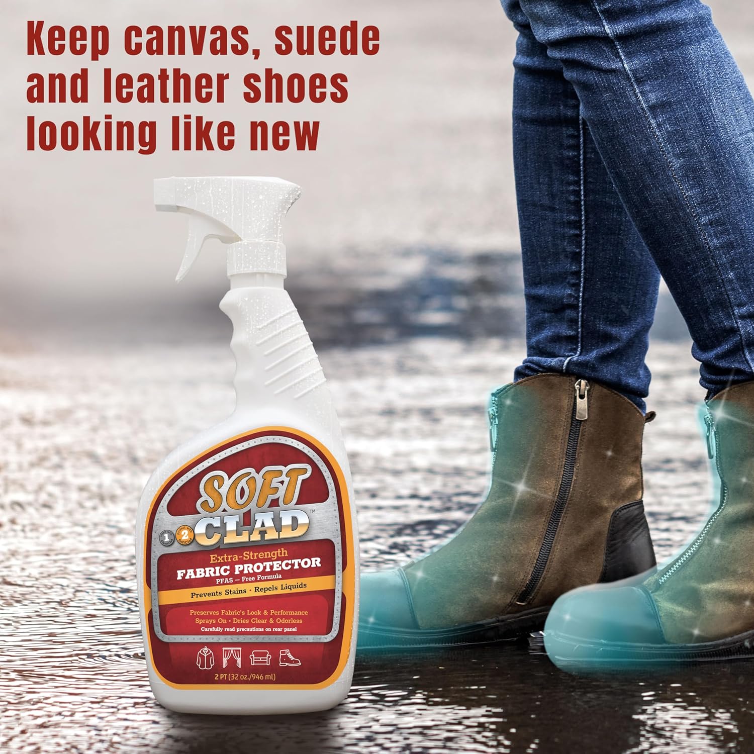 Extra Strength Fabric Protector Spray Prevents Stains and Repels Liquids. SoftClad Guards