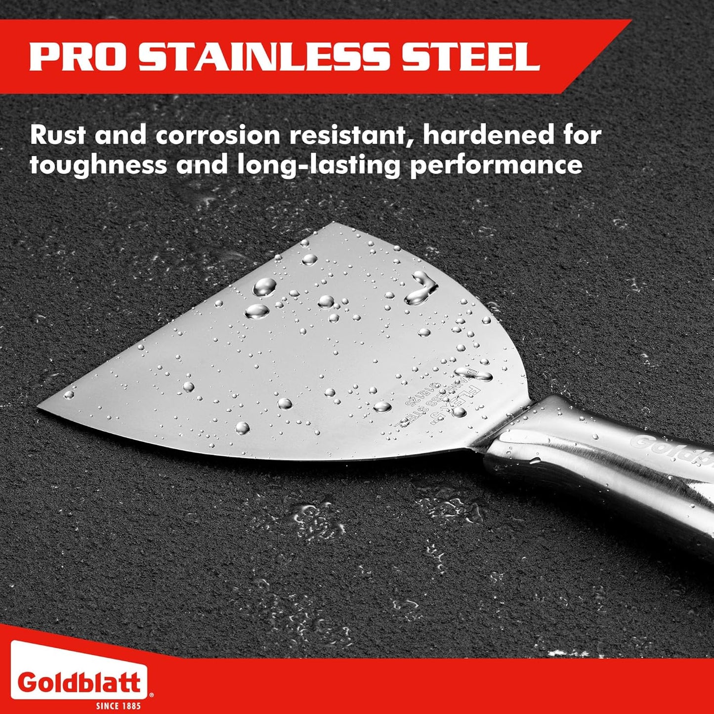 Goldblatt 3-Pack Putty Knife Set(4",5",6"), One-Piece Paint Scraper Tool, All Stainless Steel Joint