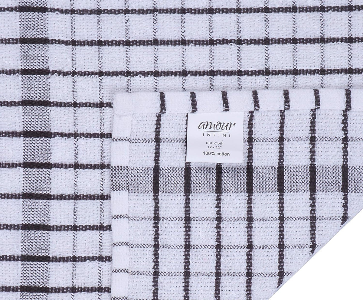 AMOUR INFINI Kitchen Dish Cloths Set of 8 - Ultra Soft, Highly Absorbent, Quick-Drying Terry Cotton