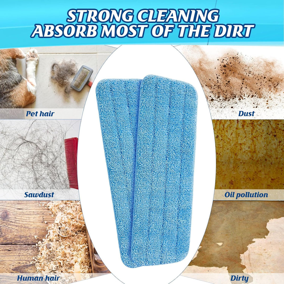 36 Pcs Microfiber Mop Pads Machine Washable Cleaning Flat Mop Head Replacement Reusable Household