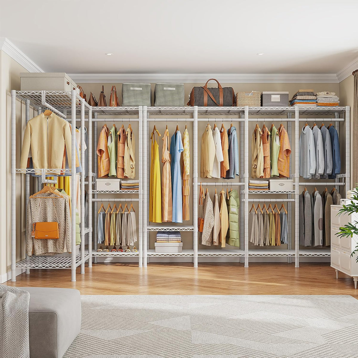 Raybee 76.9" H Clothes Rack Heavy Duty Loads 1100 LBS Metal Clothing Racks for Hanging Clothes