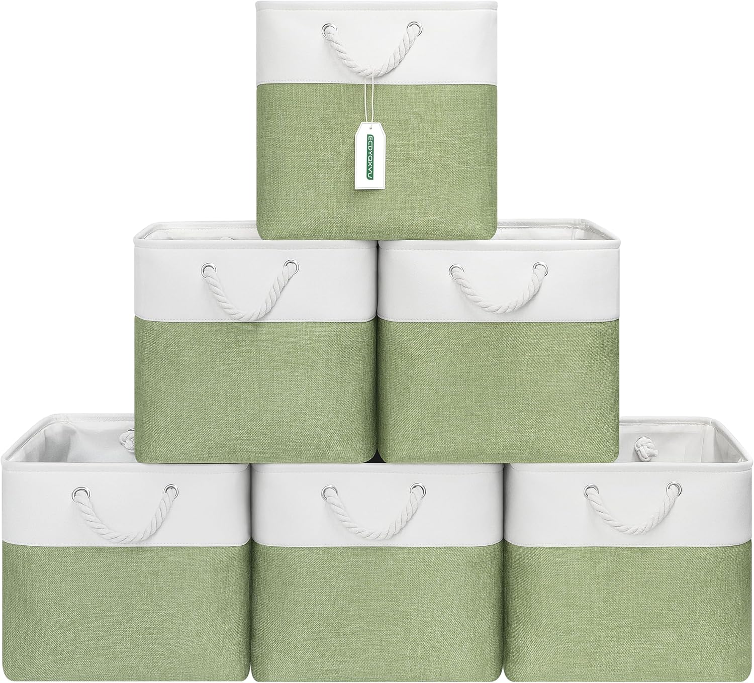 13x13 Inch Cube Storage Bins with Reinforced Bottom Cardboard, 6 Pack Large Collapsible Fabric