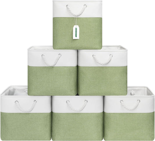 13x13 Inch Cube Storage Bins with Reinforced Bottom Cardboard, 6 Pack Large Collapsible Fabric