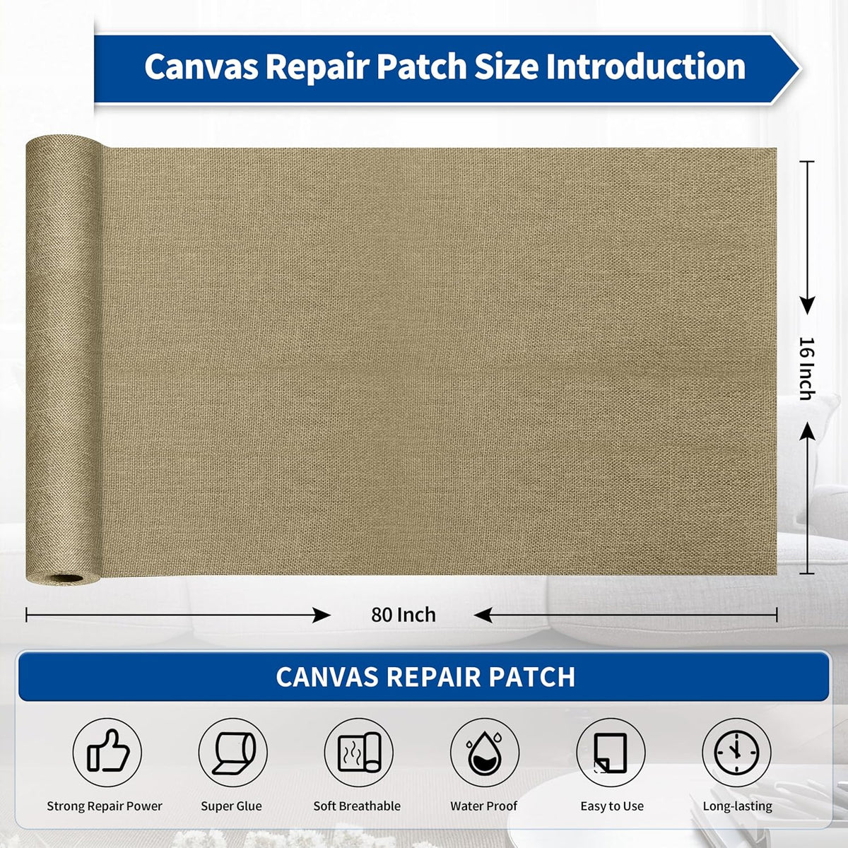 KING MOUNTAIN Linen Repair Patches, Self-Adhesive Linen Fabric Patches,16X80 inch Extra Size, Multi