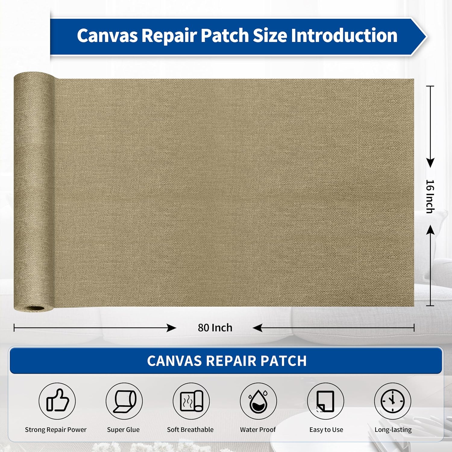 KING MOUNTAIN Linen Repair Patches, Self-Adhesive Linen Fabric Patches,16X80 inch Extra Size, Multi