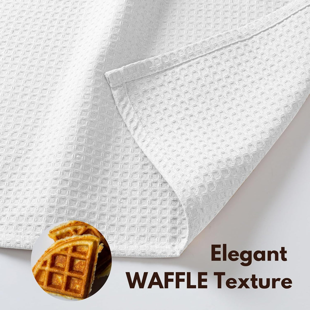 Native Fab Cotton Kitchen Towel with Hanging Loop 16x26 inches, 6-Pack, Waffle Weave Kitchen Towels