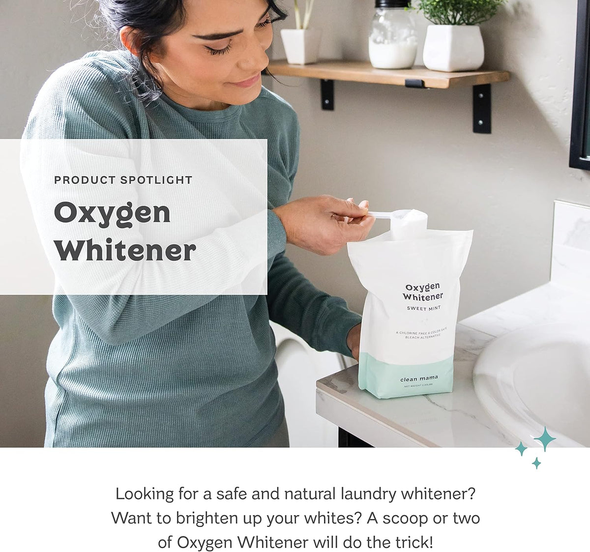Clean Mama Natural Oxygen Whitener and Stain Remover - Color-Safe Natural Bleach Alternative