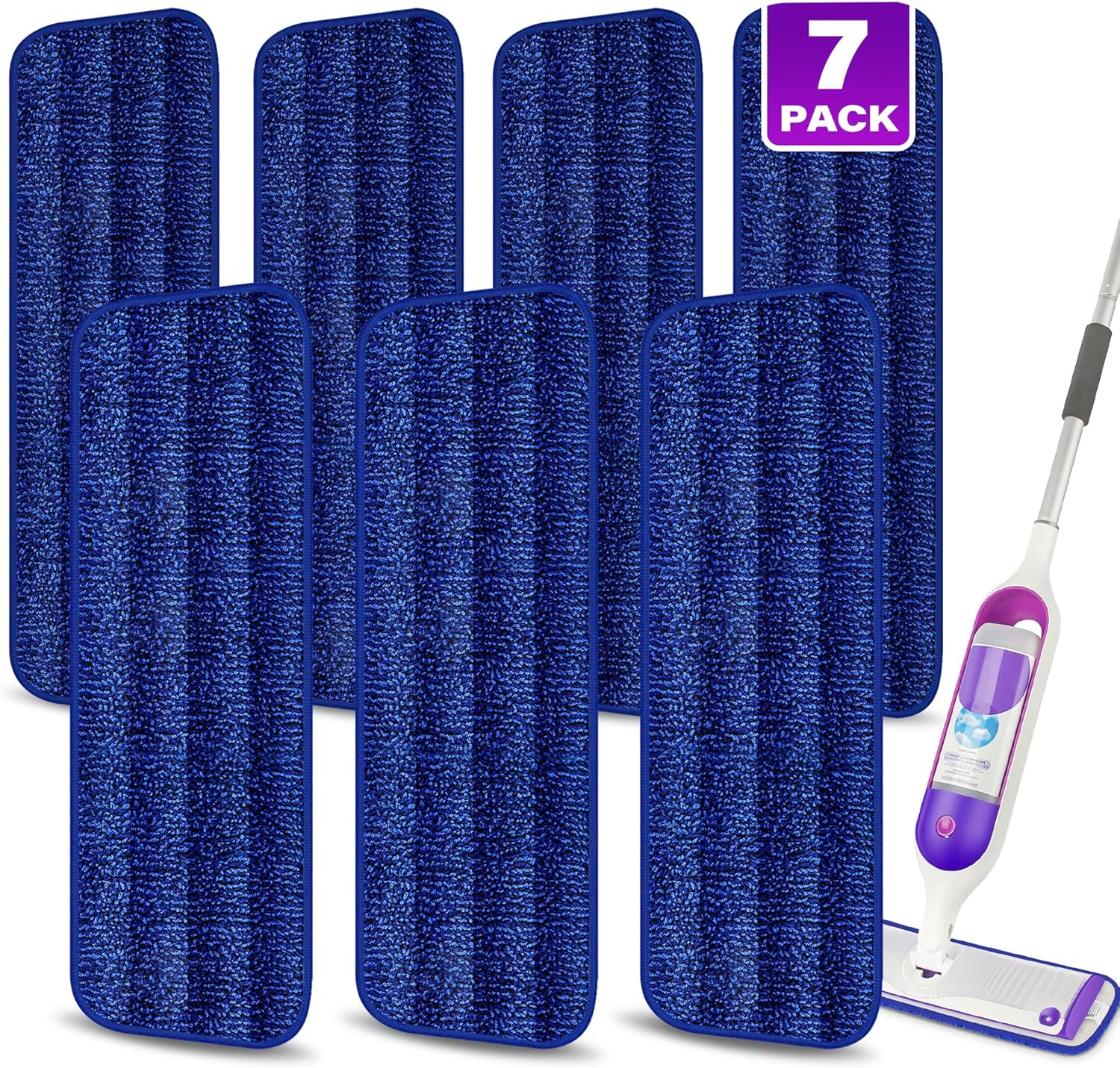 7 Count Reusable Microfiber Mop Pads for Swiffer PowerMop- MEXERRIS PowerMop Refills Hard Wood