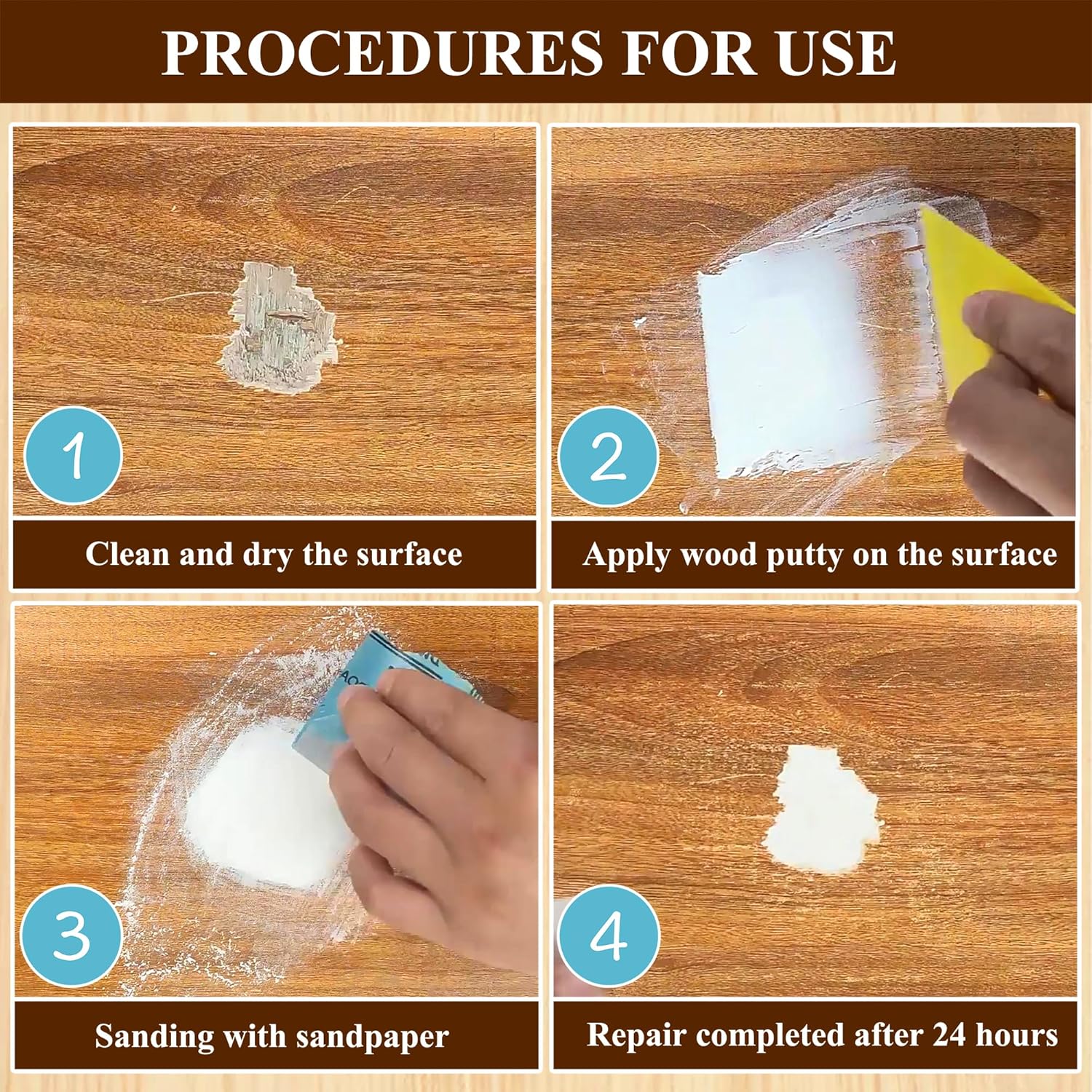 White Wood Filler, White Wood Putty, Paintable Stainable Wood Repair Putty, 9.87 Ounce Wood