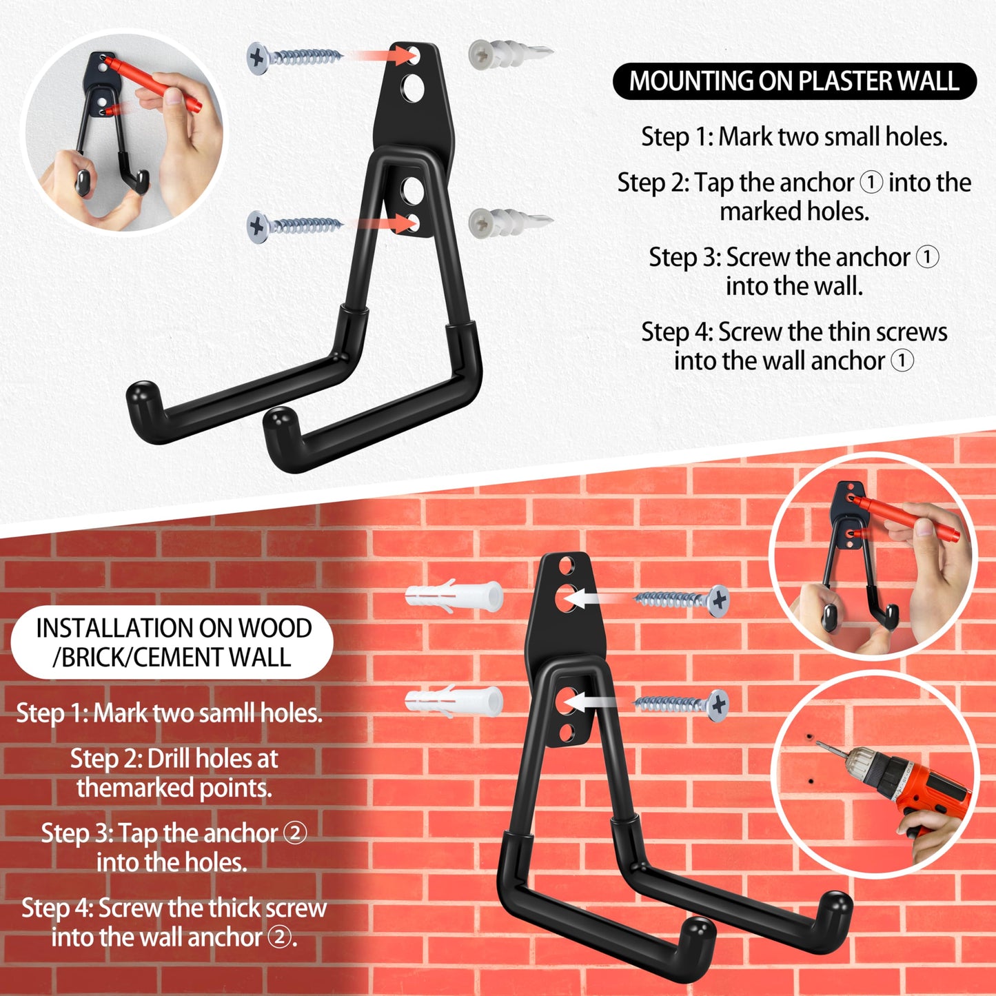 Kodreat 18 Pack Garage Hooks Heavy Duty - Anti-Slip Coating