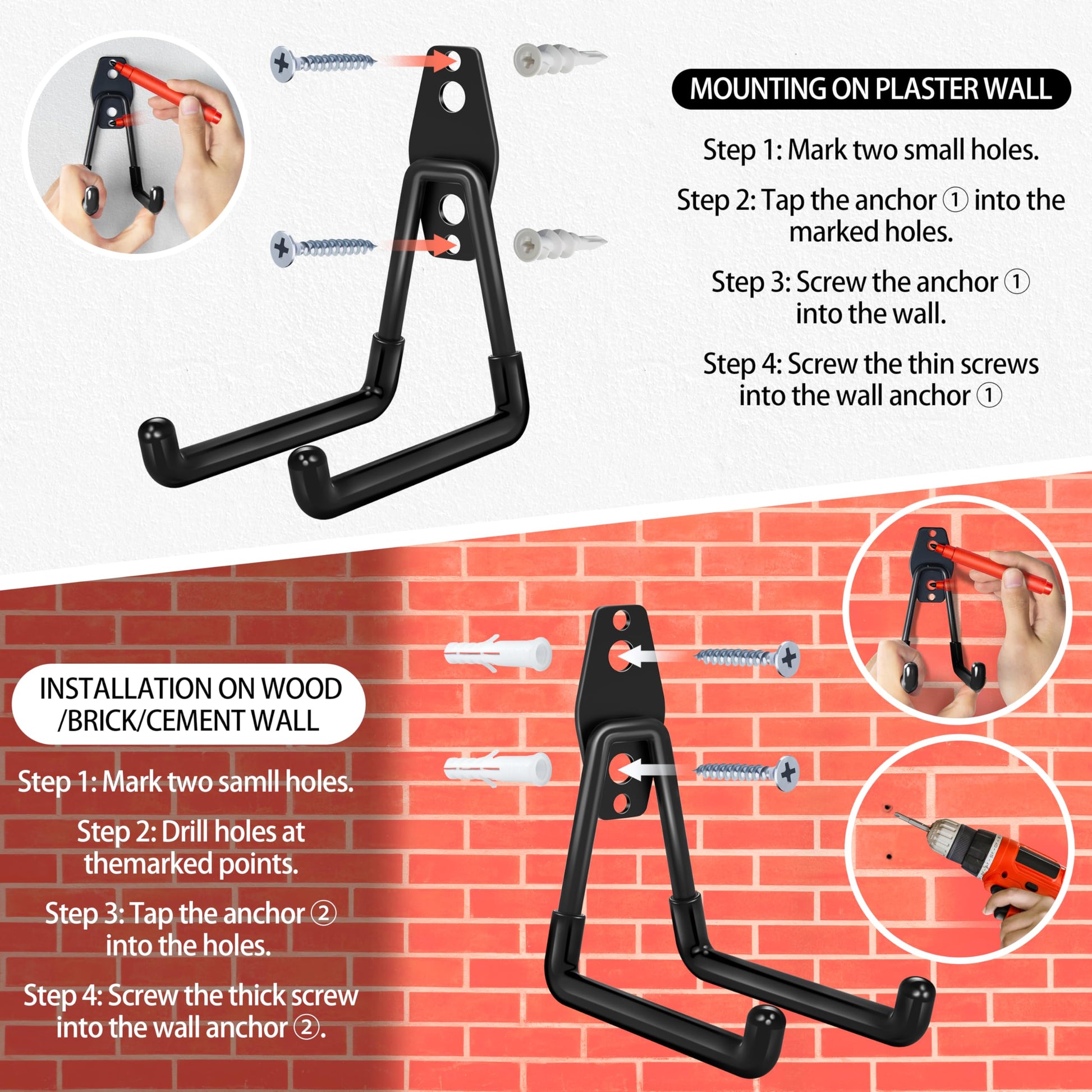 Kodreat 18 Pack Garage Hooks Heavy Duty - Anti-Slip Coating