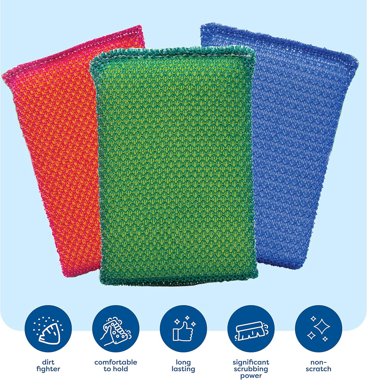 SCRUBIT Multi-Purpose Dish Scrub Sponge, Non Scratch Scouring Pads, Cleaning Sponges for pots