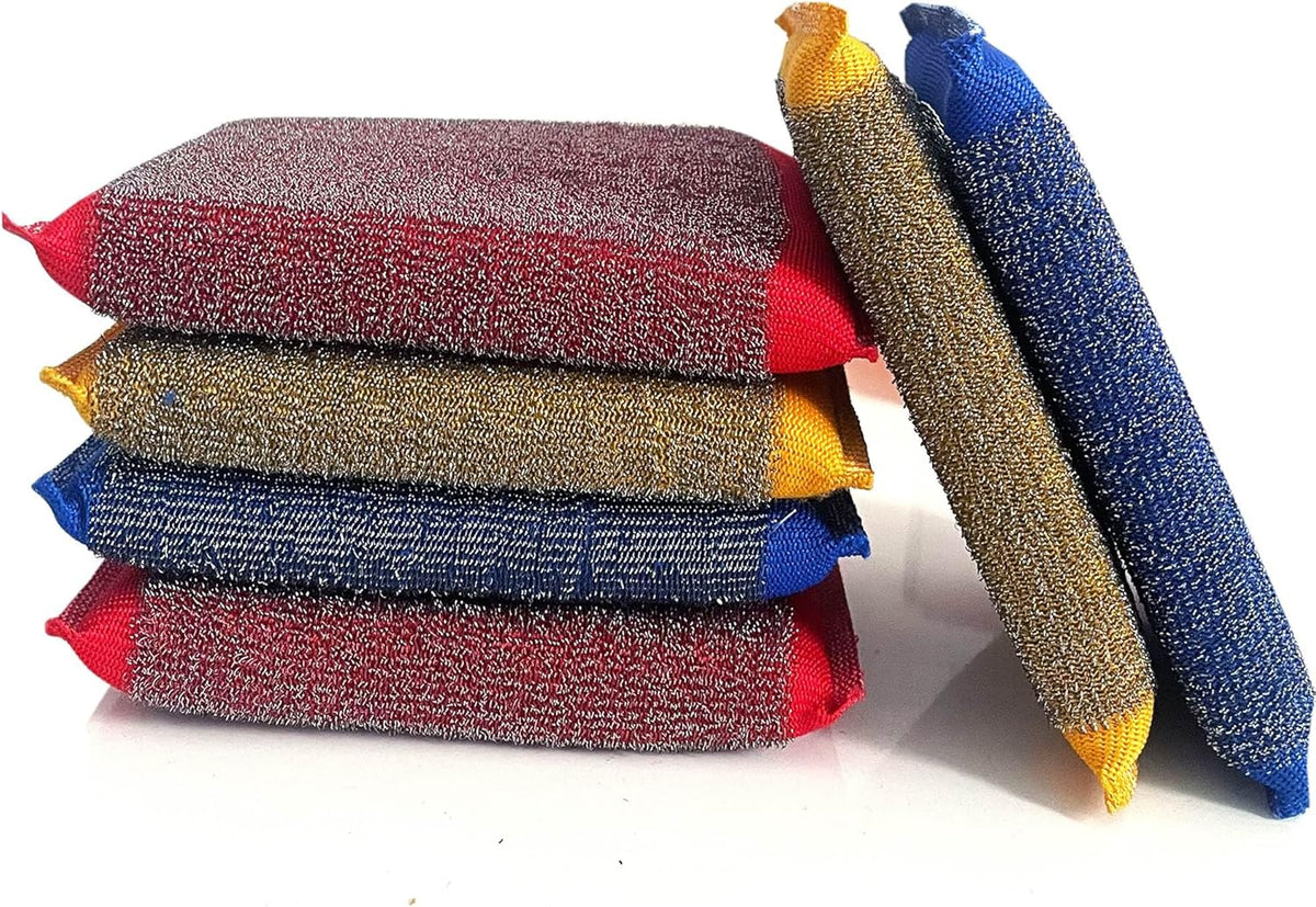 Steel Wool Scrubber Kitchen Sponges - Kitchen Dish Sponges Scrubbers, Non-Scratch Microfiber