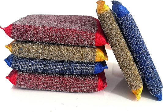 Steel Wool Scrubber Kitchen Sponges - Kitchen Dish Sponges Scrubbers, Non-Scratch Microfiber