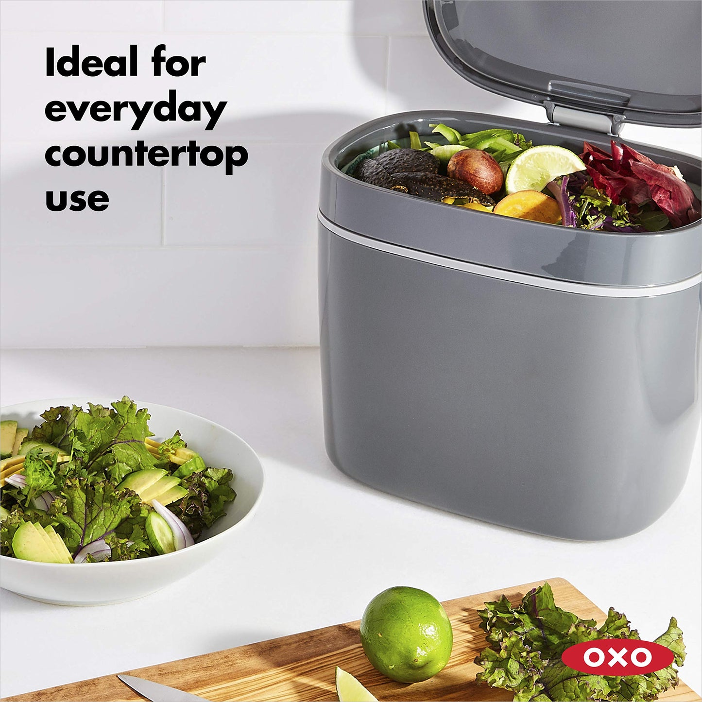 OXO Good Grips EASY-CLEAN COMPOST BIN - CHARCOAL - 1.75 GAL/6.62 L