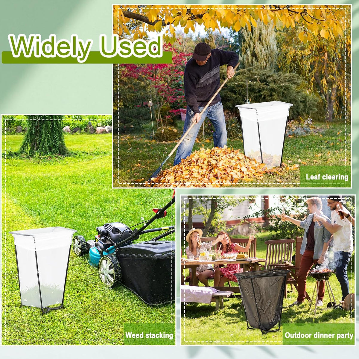 Gisafai 2 Pieces Metal Leaf Bag Holder Stand Portable Trash Bag Holder Frame Outdoor Holds 30-45