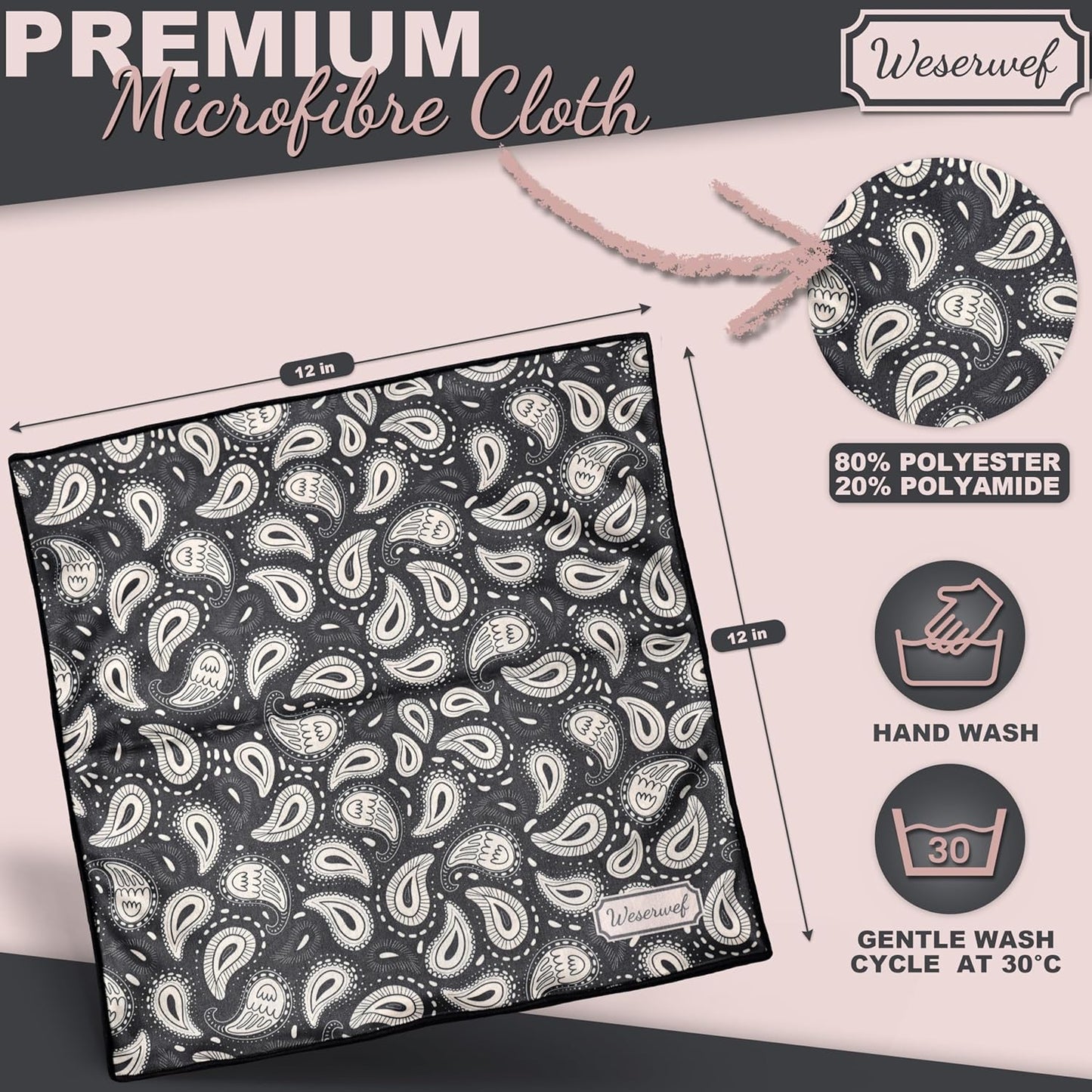 WESERWEF Design Microfiber Glasses Cleaning Cloth – Premium Cleaning Cloth for Eyeglasses, Screens