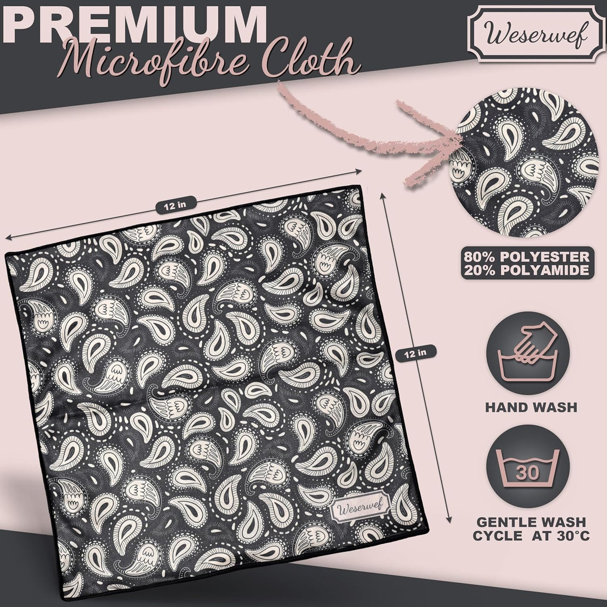 WESERWEF Design Microfiber Glasses Cleaning Cloth – Premium Cleaning Cloth for Eyeglasses, Screens