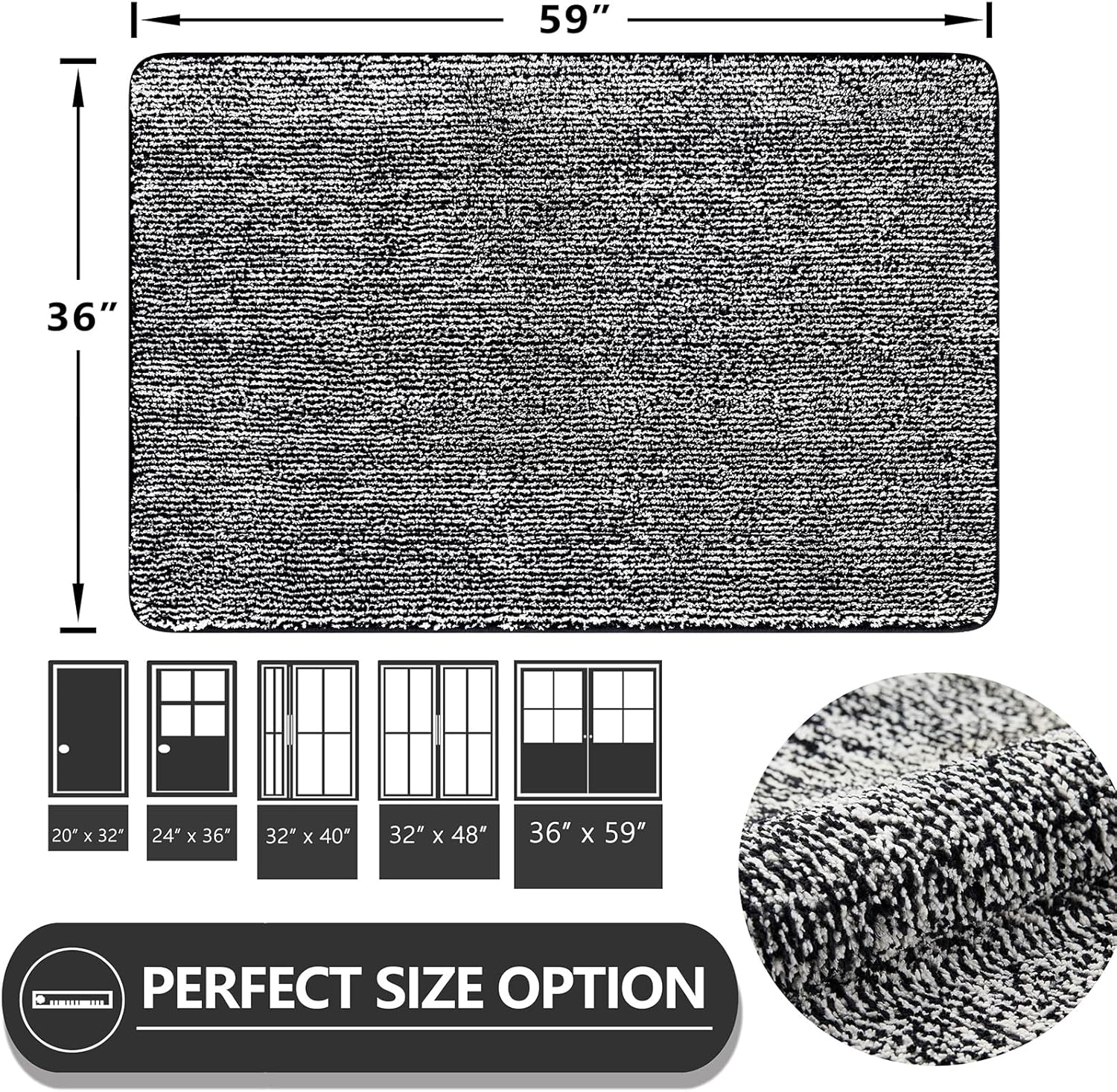 REFETONE Indoor Doormat, Front Door Mat 36"x59" Absorbent Rubber Backing Non Slip Back Door Mats