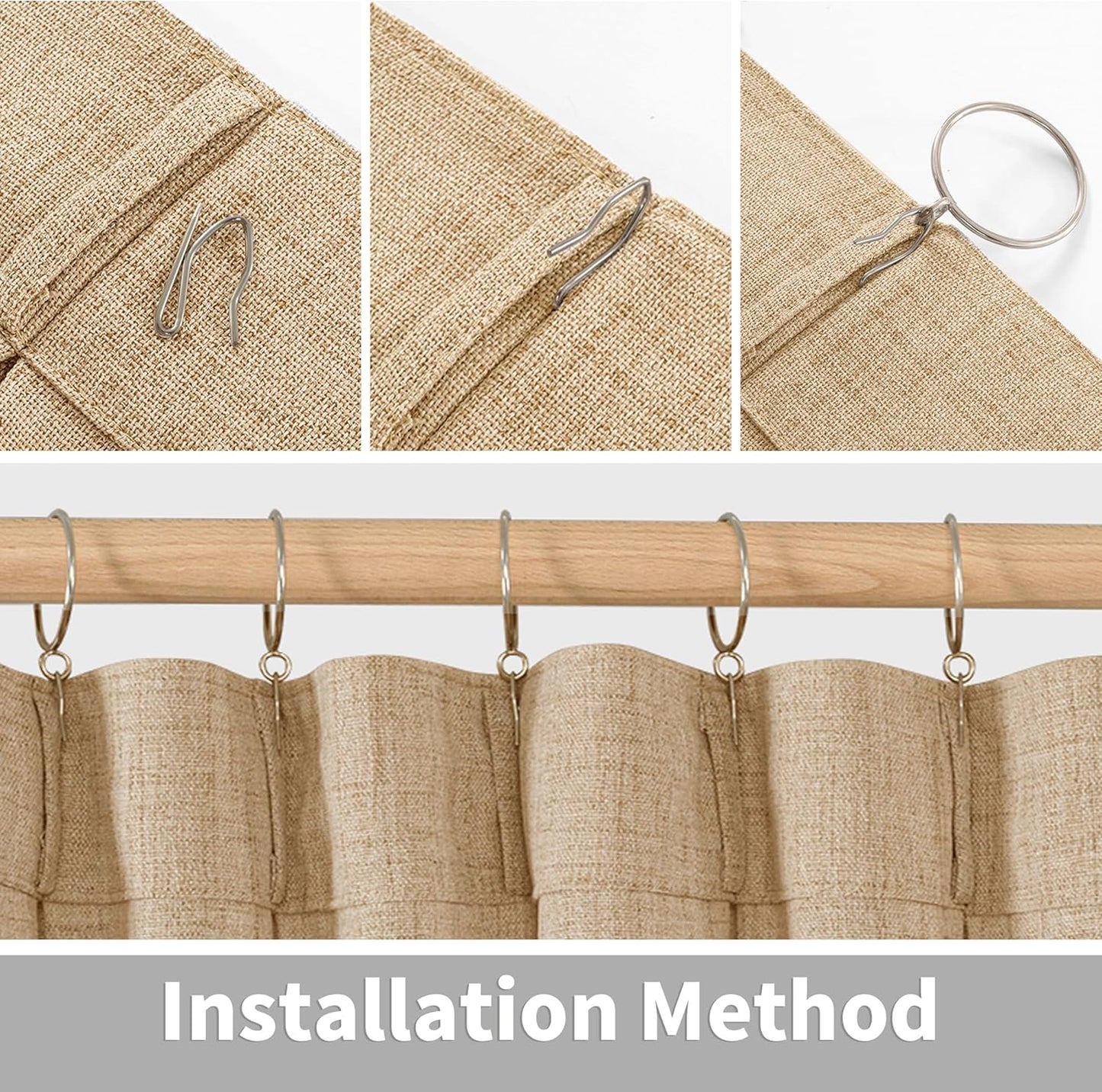 YoungsTex Burlap Linen Semi Sheer Curtains 84 Inch Length for Living Room, Toffee Light Filtering