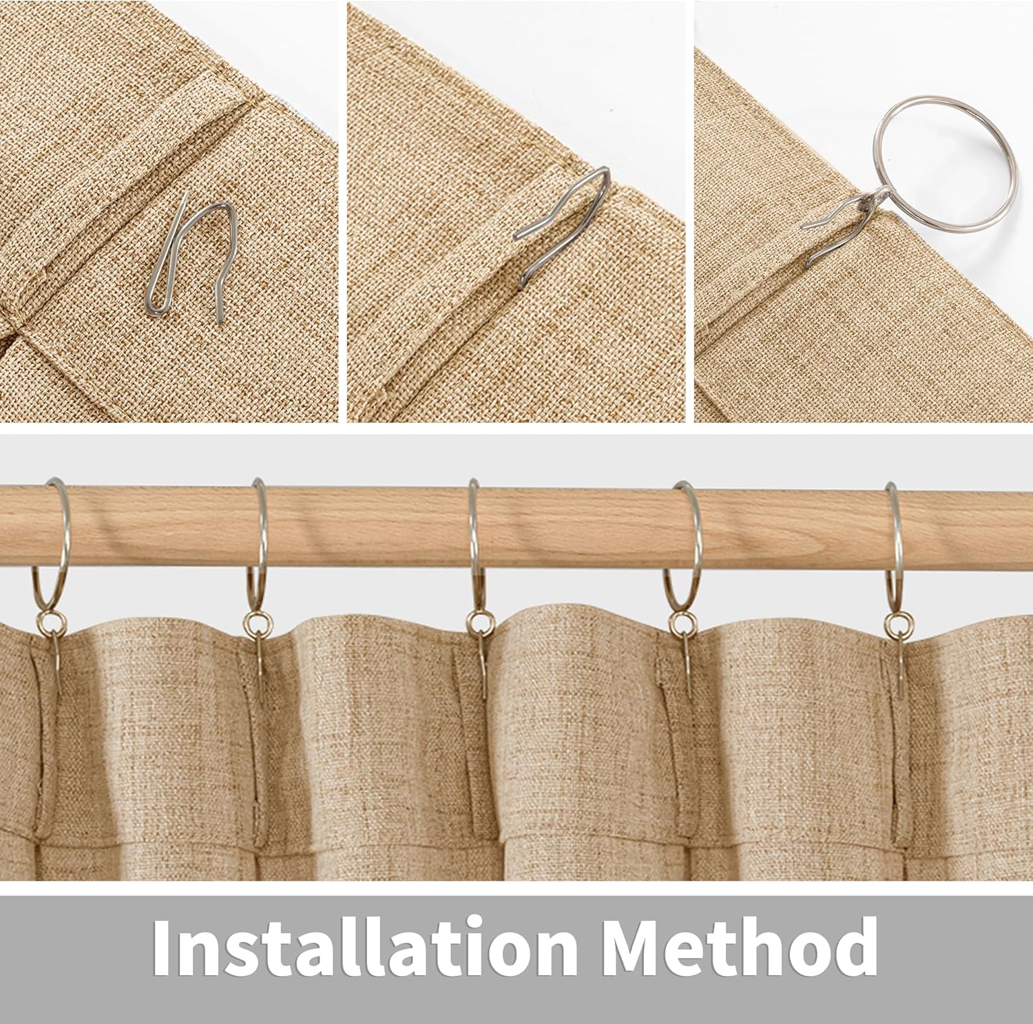 YoungsTex Burlap Linen Semi Sheer Curtains 84 Inch Length for Living Room, Toffee Light Filtering