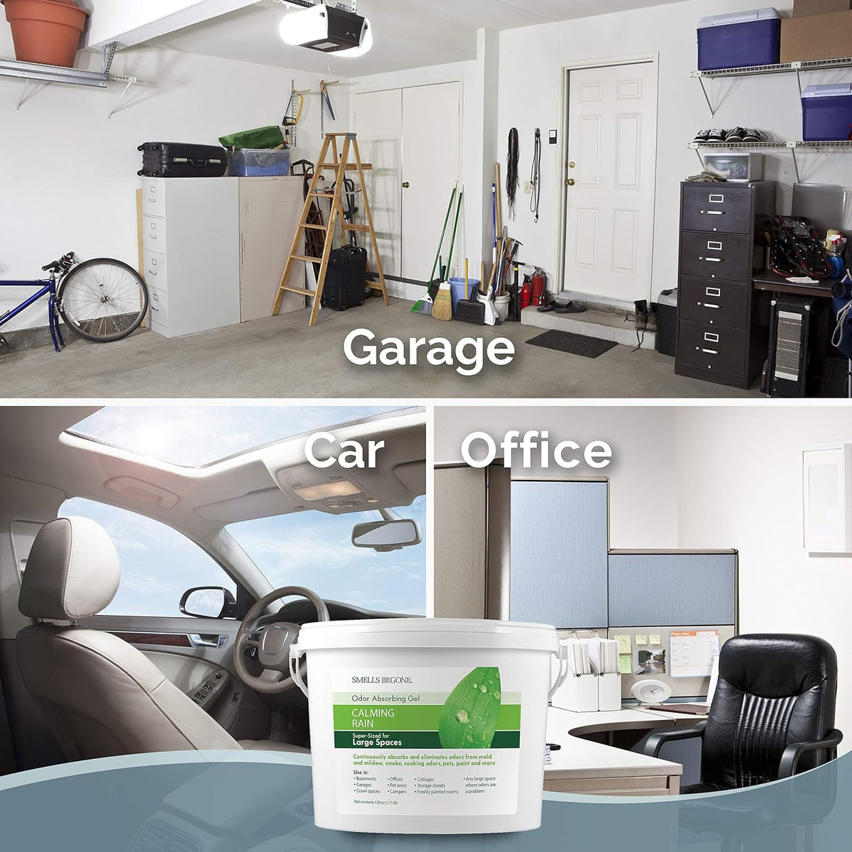 SMELLS BEGONE 1-Gallon Odor Absorber Gel - Air Freshener & Odor Eliminator for Homes, Garages &