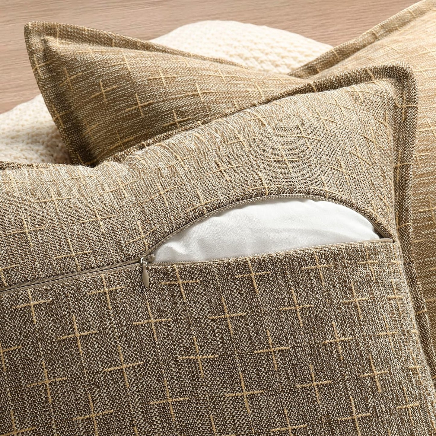 ZWJD Pillow Covers 20x20 Set of 2 Soft Polyester Textured Pillow Covers with Stylish Flange Edge